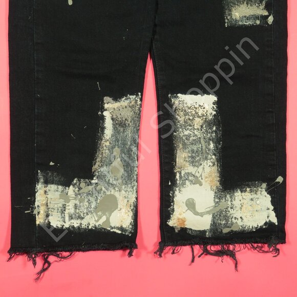 Vintage Levis 501 Jeans Womens 26 Black Cropped Painted Fray Original 90s - Picture 5 of 9